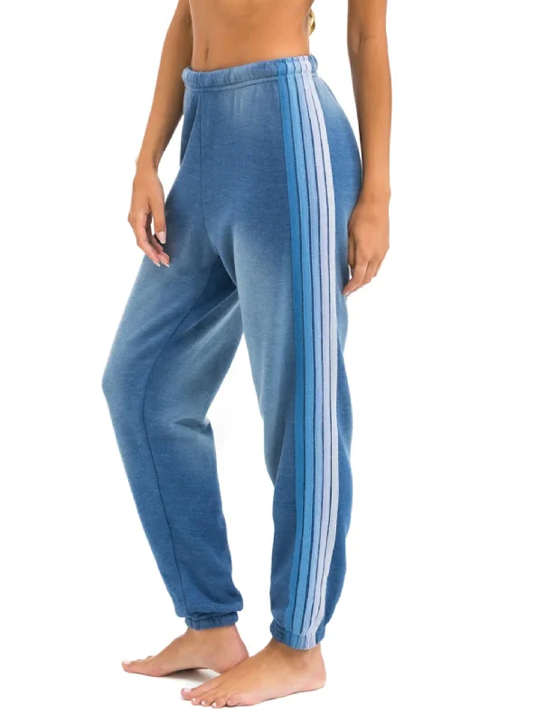 5 Stripe Women's Sweatpants, Faded Water