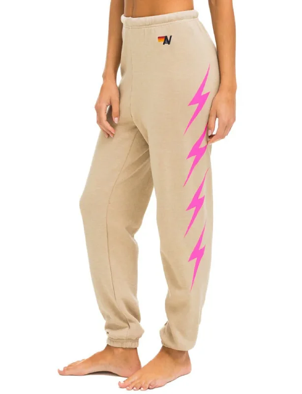 Bolt 4 Women's Sweatpants, Sand/Neon Pink