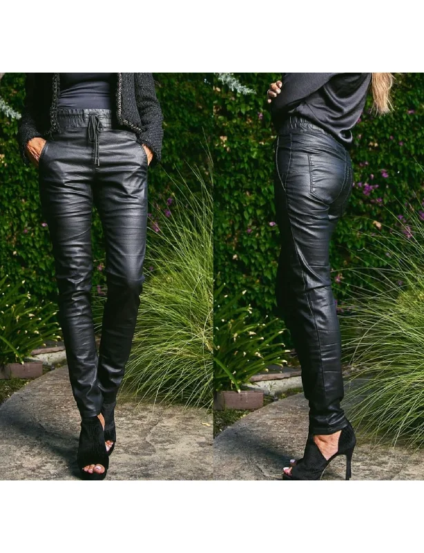 Shely Vegan Leather Pant, Black