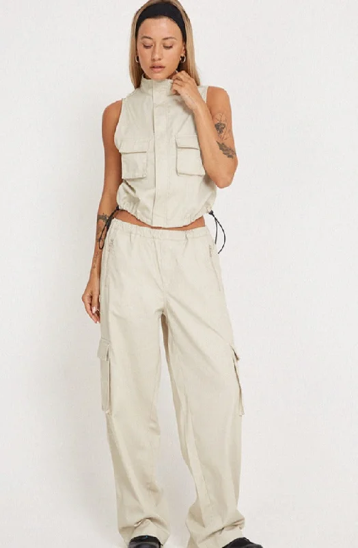 Motel Rocks Oriells Cargo Trouser in Dark Ivory