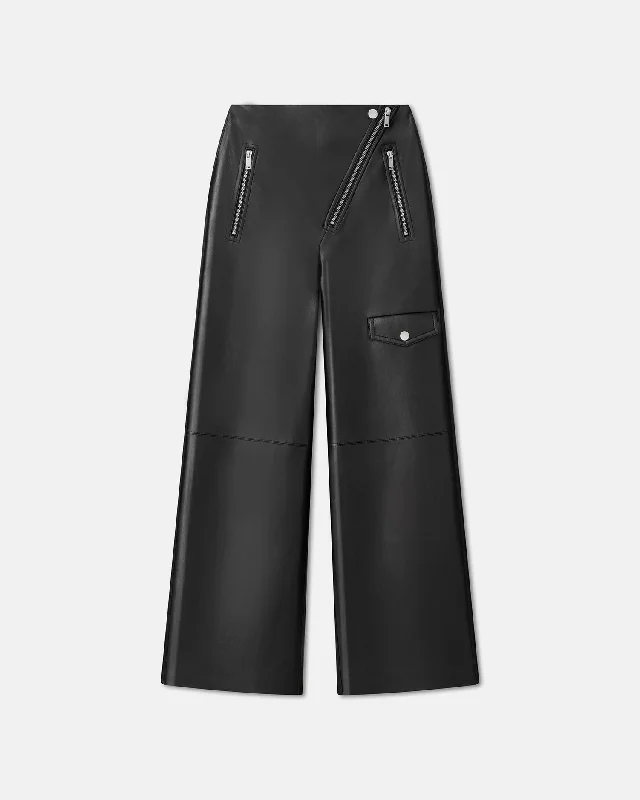 Hayes - Regenerated Leather Straight-Leg Pants - Black