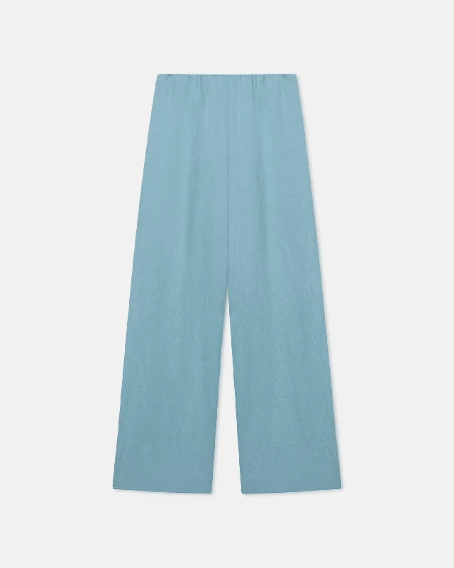 Brenda - Crinkled-Satin Pants - Aqua