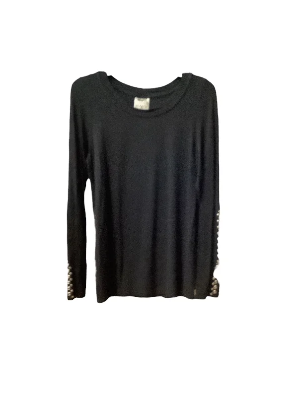 Top Long Sleeve Basic By Vocal In Black & Silver, Size: L