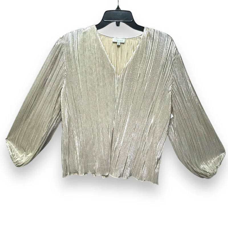 Top Long Sleeve By Chenault In Gold, Size: Xl