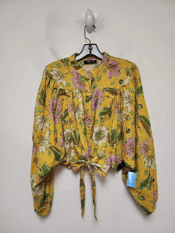 Top Long Sleeve By Rachel Zoe In Floral Print, Size: L