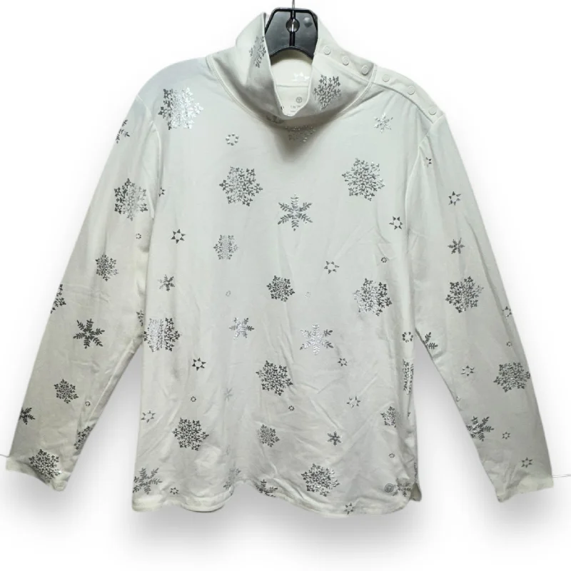 Top Long Sleeve By Talbots In White, Size: L